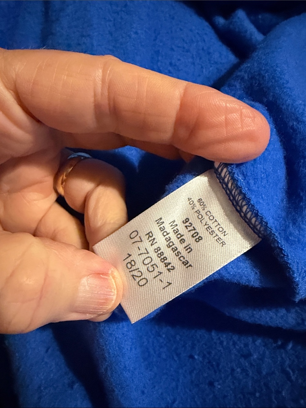 ROAMAN's Blue Fleece Cotton Zip Up Hoodie SZ 18/20 or 2X - Picture 8 of 8